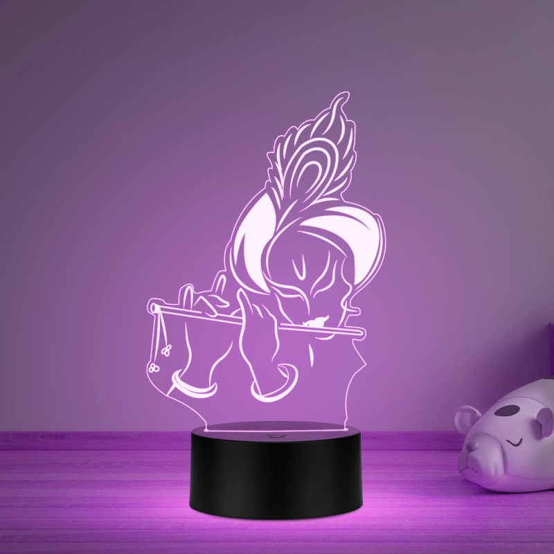 Lord Krishna Led Night Lamp Multicolored Light for Temple Decor Lamp